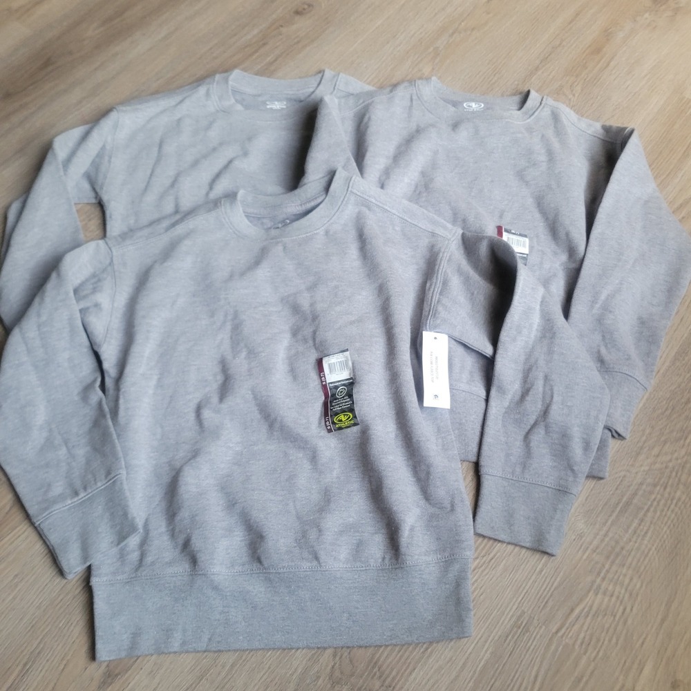 Athletic Works Kids Sweatshirt 3-Pack S 6-7 Grey Heather Fleece Pullover Sporty